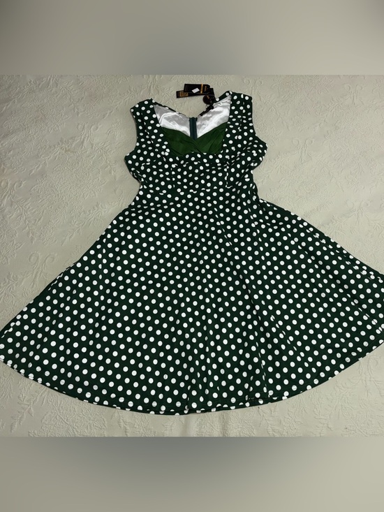 Miusol Dresses & Skirts - Green Polka Dot Vintage-Style Fit & Flare Dress Miusol NWT XL Stretch